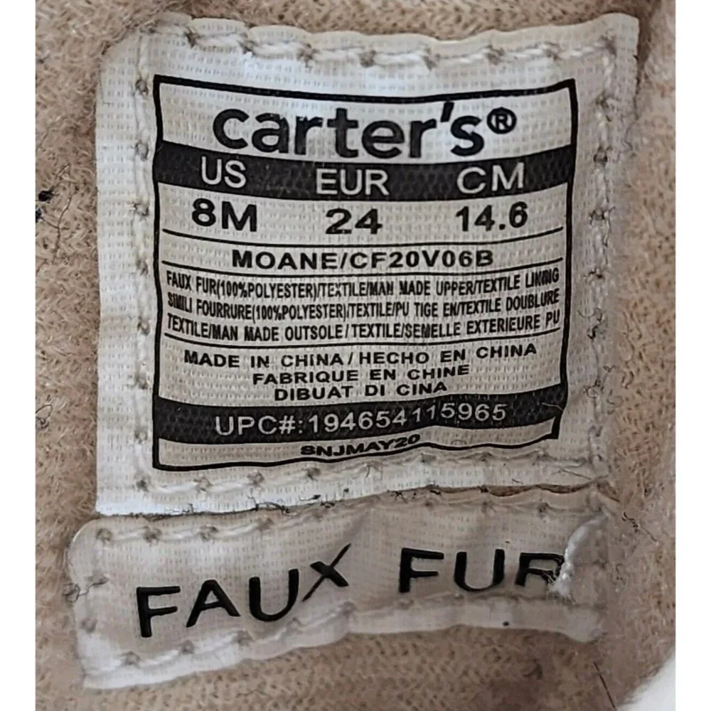 Carter's‎ Baby Girl Moane Faux Fur Winter Boots Beige/Tan Size 8M
